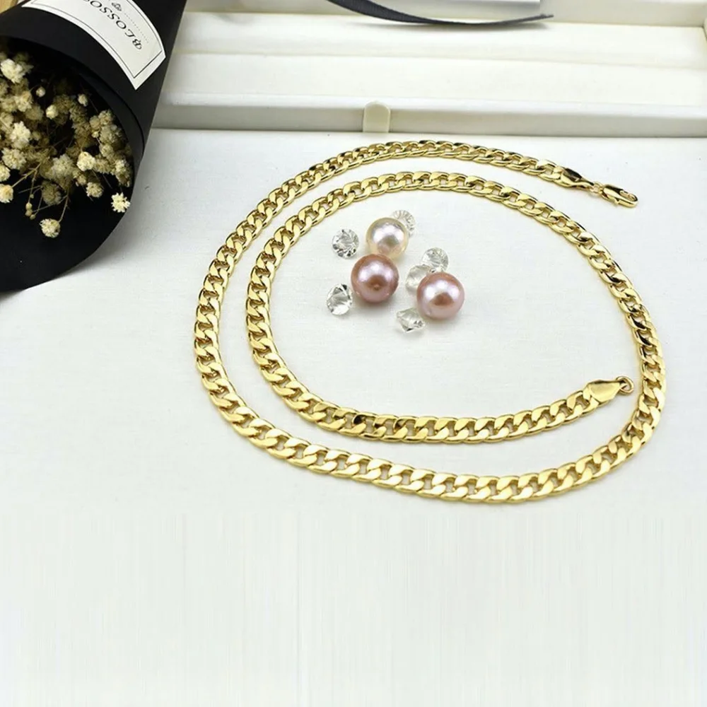 18K Gold Plated Curb Link Chain Necklace Stainless Steel-GIFT-Cuban